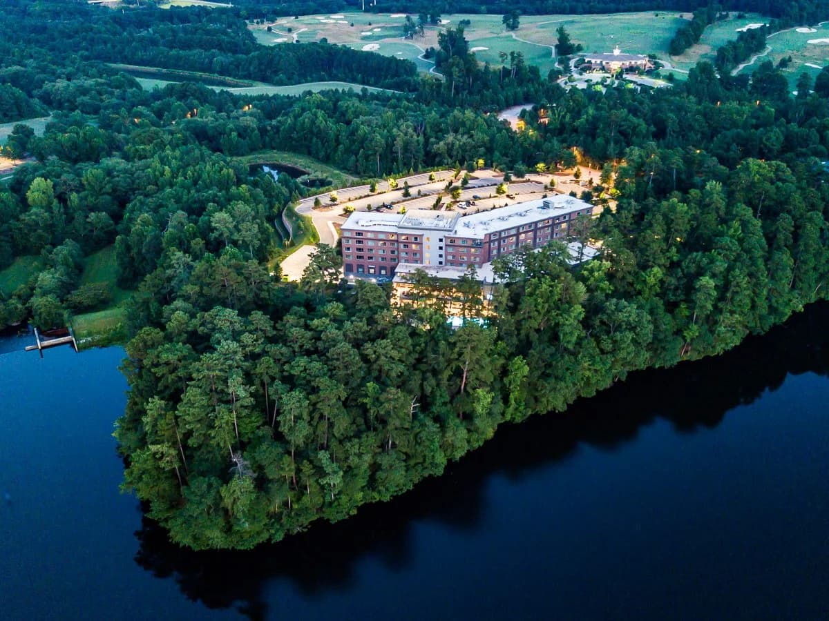 Aerial view of StateView, an Autograph Collection hotel at NC State University